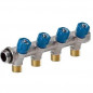 Sanitary manifolds with integrated remote fittings 4 outlets blue