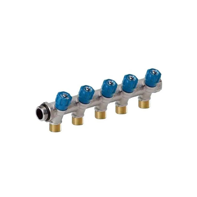 5-way blue sanitary manifolds with integrated remote fittings