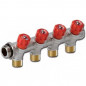 Sanitary manifolds with integrated remote fittings 4 outlets red