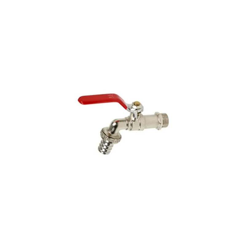 Brass tap + red flat steel handle, 15X21/20X27