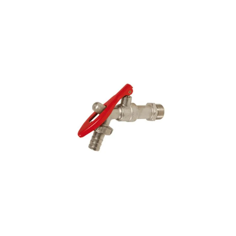 Lockable brass tap + red steel handle 15X21/20X27