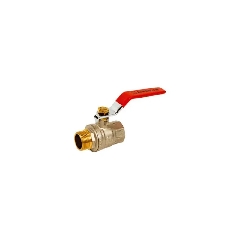 Ball valve brass PN40 male and female + flat steel handle red, 08X13