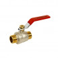 Brass ball valve PN40 double male + red butterfly handle, 12X17