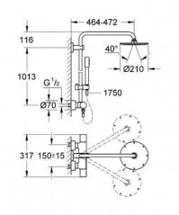 Colonna doccia combinata + miscelatore termostatico Rainshower System