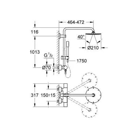 Colonna doccia combinata + miscelatore termostatico Rainshower System