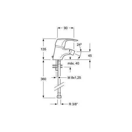 Single lever bidet mixer with pop-up waste VULCANO