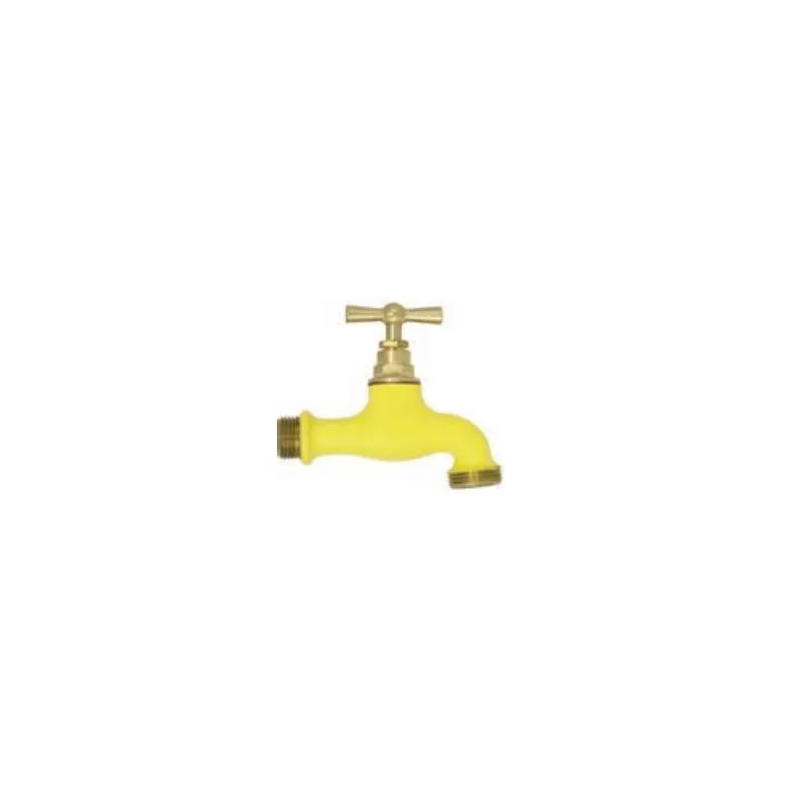 Robinet d'arrosage bicolore Jaune, 15x21/20x27