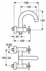 Wall-mounted bath and shower mixer without shower set ILIADA