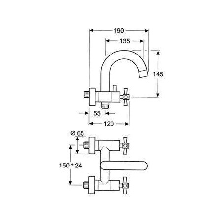 Wall-mounted bath and shower mixer without shower set ILIADA