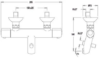 Mezclador termostático de pared para baño y ducha TERMOJET