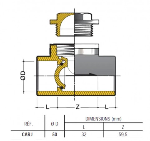 Clapet anti retour PVC pression diamètre 50 mm