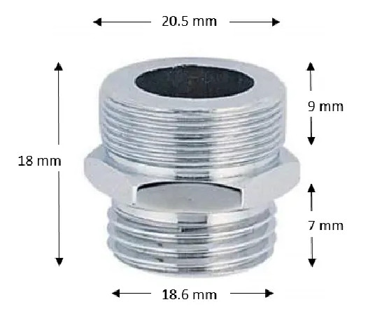 Reduction for universal spout 15X21/19X100 (Male/Male)