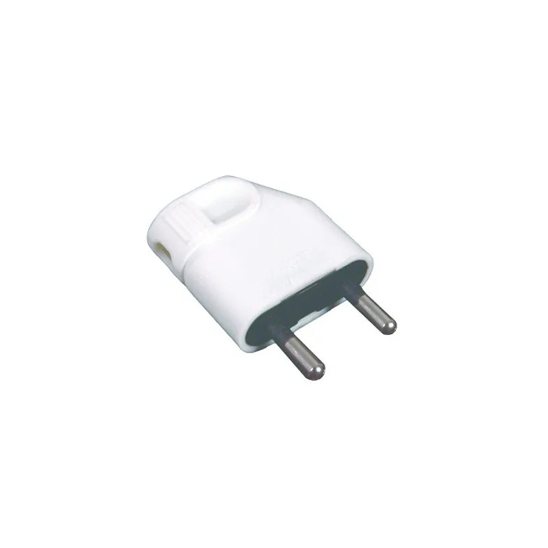 Flat male plug 6A side outlet White