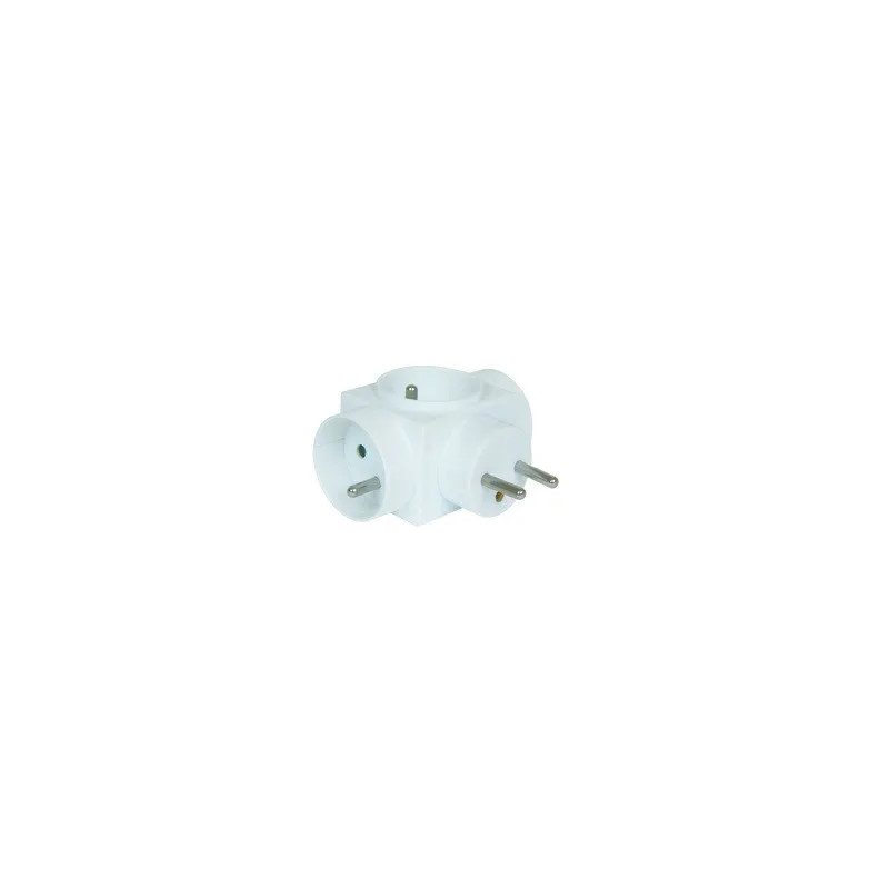 Grounded power strip with 3 round white sockets