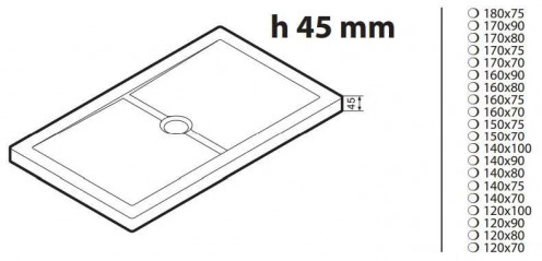 Piatto doccia Olympic Plus bianco: 120X70 cm