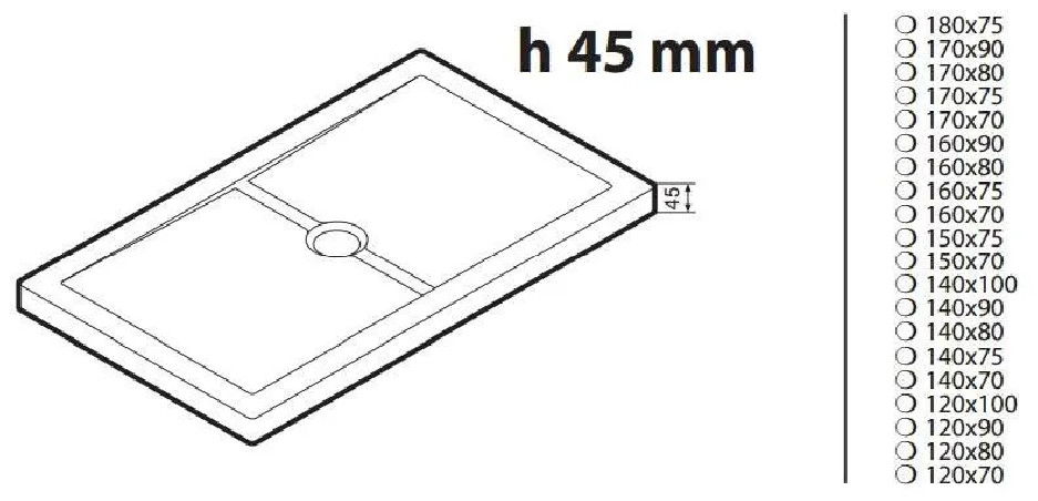 Olympic Plus white shower tray : 120X70 cm