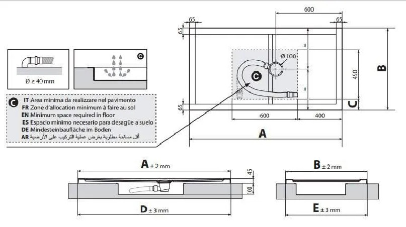 Piatto doccia Olympic Plus bianco: 120X70 cm