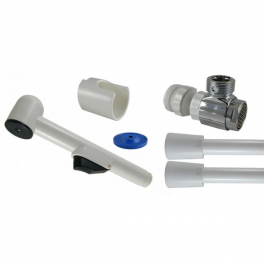 Doccetta, flessibile e kit rompi-getto, 6 litri/minuto, con supporto, bianco - ECOPERL - Référence fabricant : 040427-C