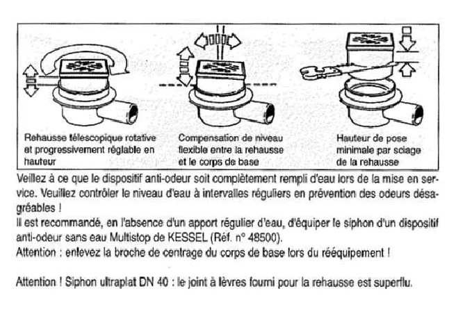 Siphon de sol pour receveur prêt à carreler