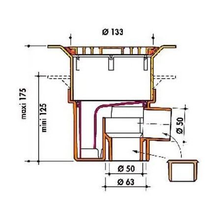 Sifón de piso para una cubierta plástica