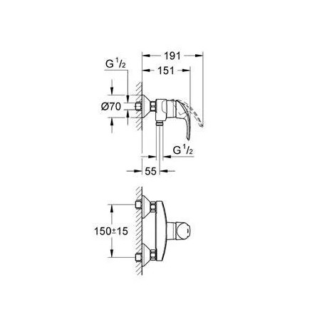 Single lever shower mixer EUROSMART NEW