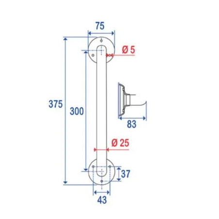 Aufrichtestange: 30 cm, verchromt starke Serie