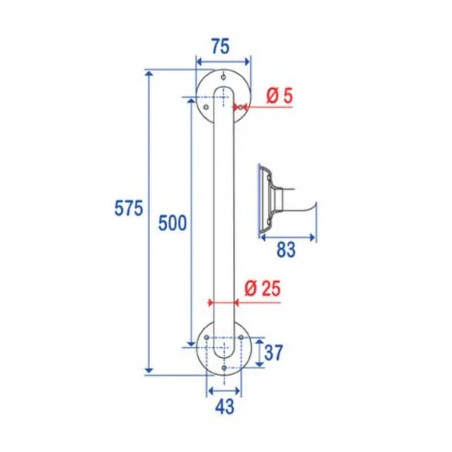 Straightening bar: 50 cm, chrome-plated, strong series