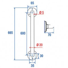 Straightening bar: 60 cm, chrome-plated, strong series