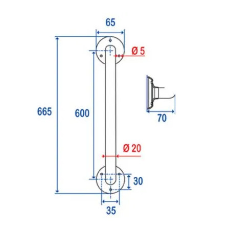 Aufrichtestange: 60 cm, verchromt starke Serie