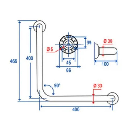 Eckstange 90° weiß epoxidiert 40x40