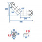 Angle bar 135° 200x200 mm, D.25 mm Chrome