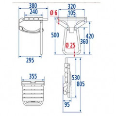 Asiento de ducha retráctil de pared 140 kg