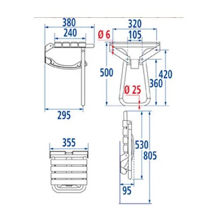 Asiento de ducha retráctil de pared 140 kg