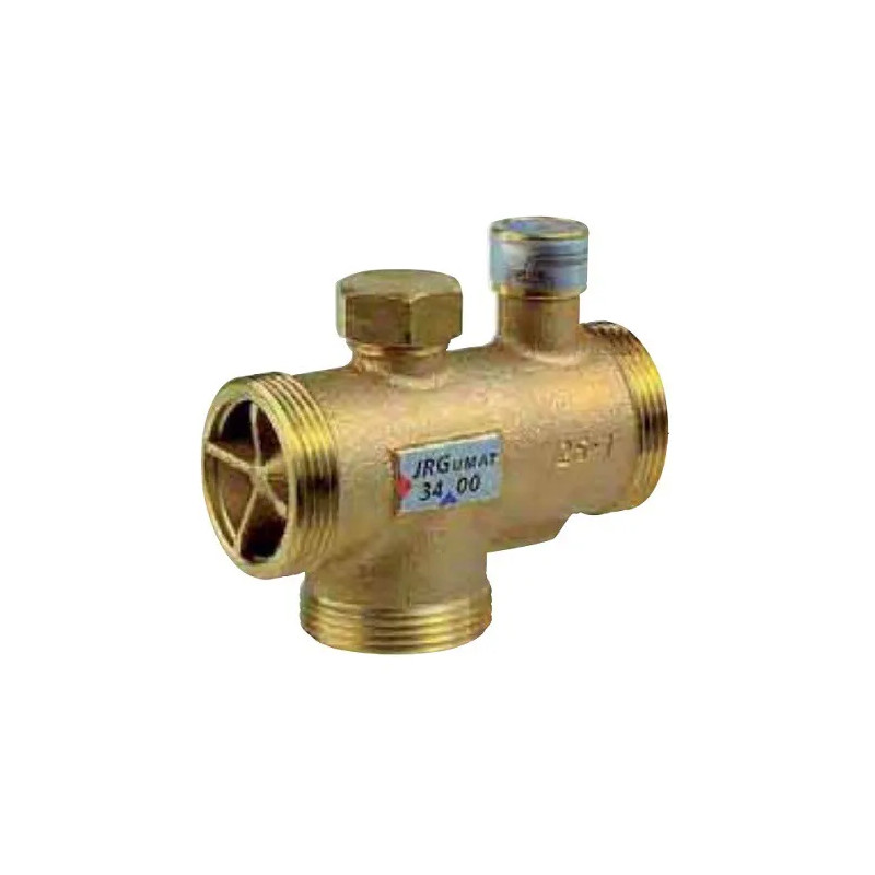 Bronze L-shaped thermostatic mixing valve with 1"1/4 connection 2" body 36 to 53