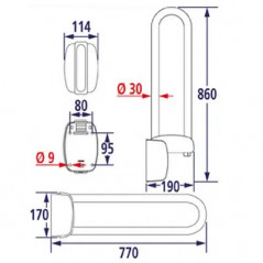 White epoxy lift-up grab bar: 77 cm