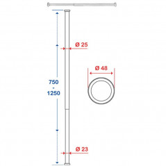 Curtain rails 750 to 1250 mm, D.25 : White epoxy