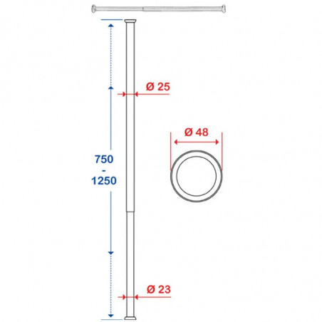 Curtain rails 750 to 1250 mm, D.25 : White epoxy