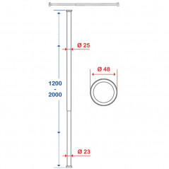 Curtain rails 1200 to 2200 mm, D.25 : White epoxy