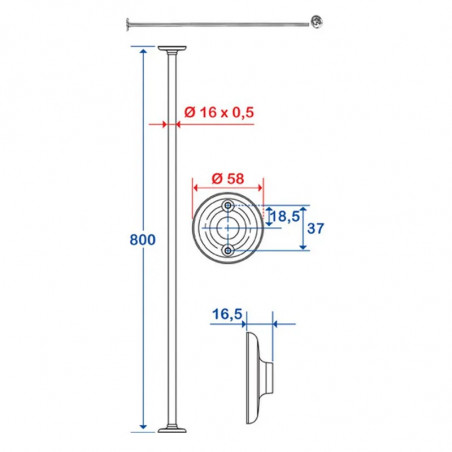 Straight tube: 800 mm with 2 end caps