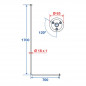 Binario d'angolo 700x1700 mm con 2 terminali