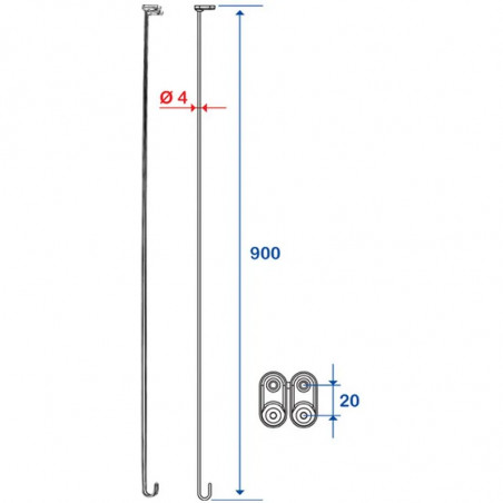 Tensor acortable 900mm, D.16