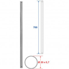 Tubo recto de 700mm sin placa base