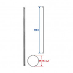 Tubo recto de 1000mm sin placa base