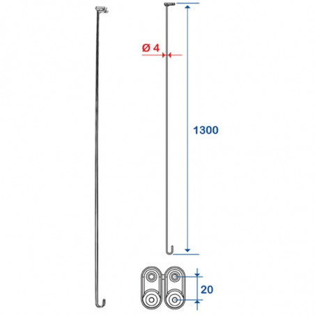 Tenditore accorciabile 1300 mm, D.20