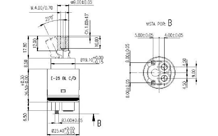 Ceramic cartridge CD D.25mm SEDAL