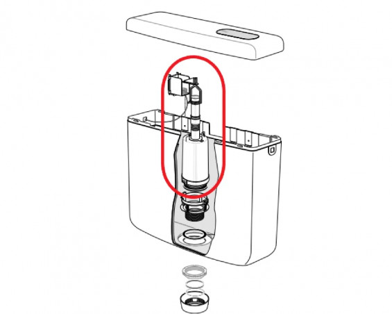 Mécanisme de chasse pour réservoir apparent pneumatique Schwab, 363780