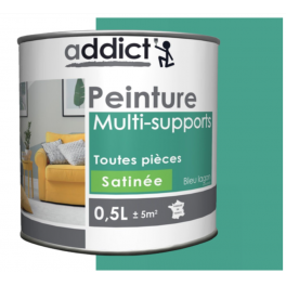 Vernice acrilica multisubstrato, blu laguna satinato, 0,5 litri - Addict' Peinture - Référence fabricant : ADD113470