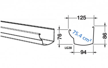 Dachrinne ovation "LG28": Weiß - L. 4m