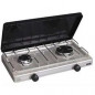 2-burner gas stove BUTANE and PROPANE, Silver, with lid