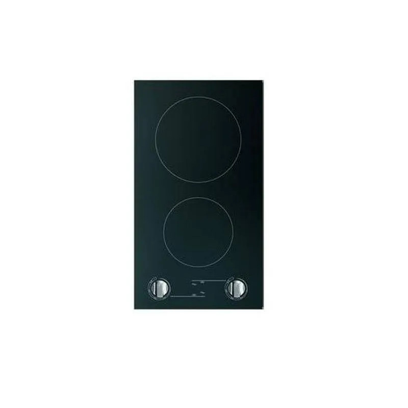 2-burner ceramic hob with touch-sensitive radiators : Black, 286x506